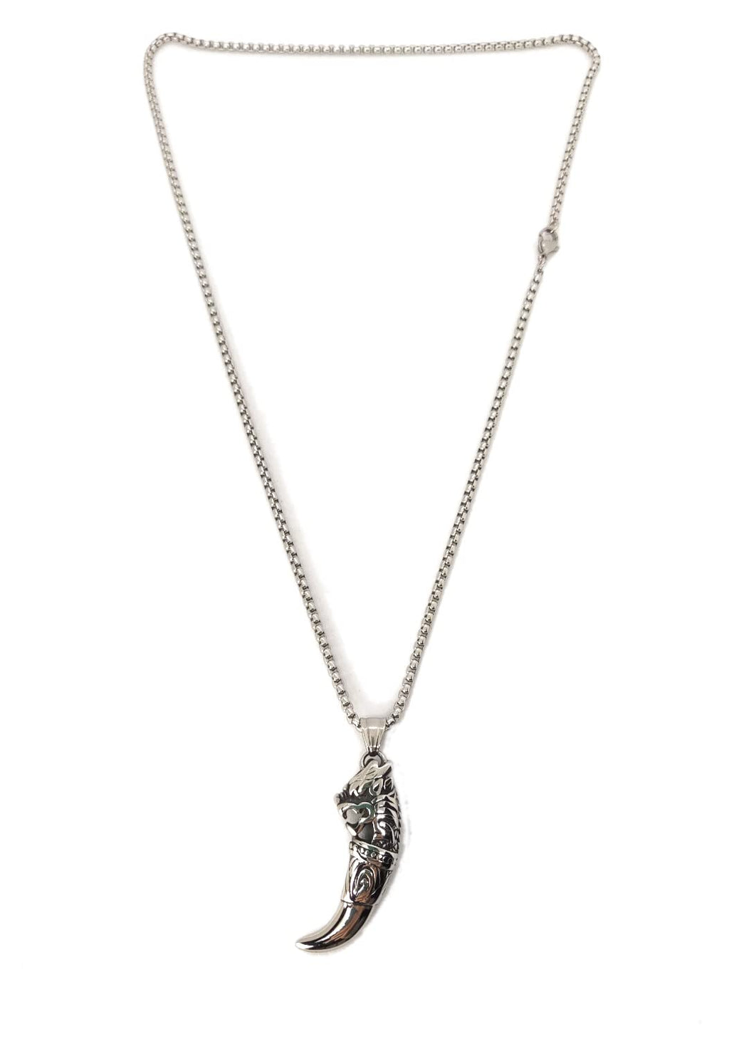 Habibi Jewels Collana in Acciaio con Ciondolo Dente di Lupo Celtico Vichingo Uomo Catena Maglia Veneziana Chiusura a Moschettone Idea Regalo Festa del Papà Compleanno Laurea