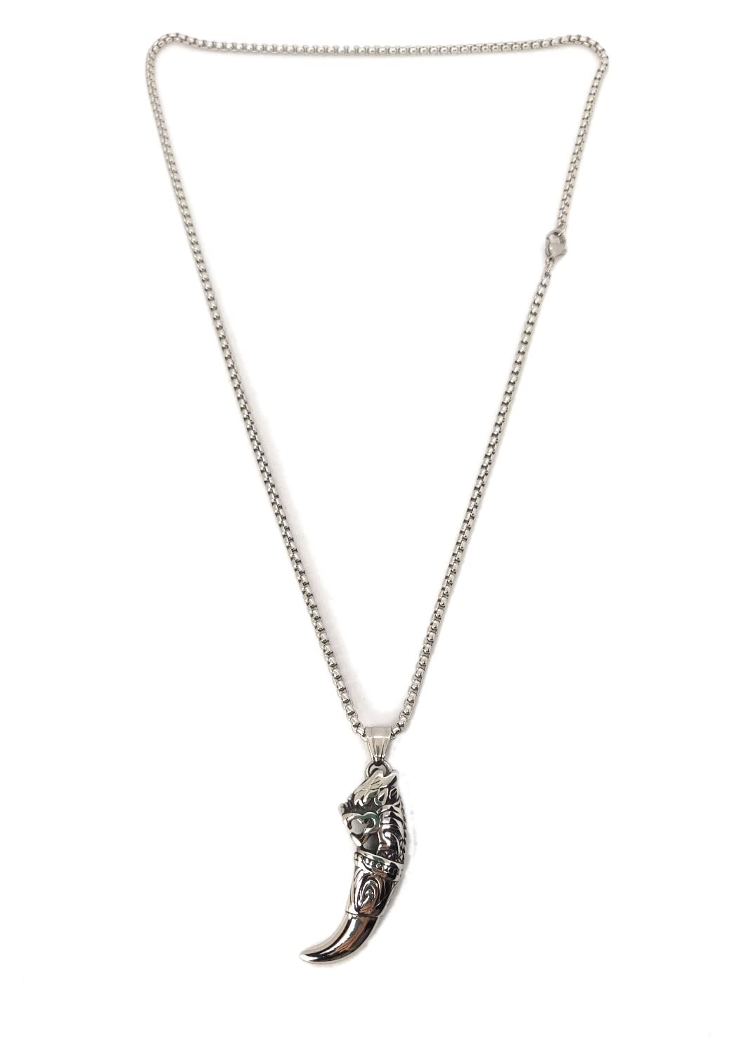 Habibi Jewels Collana in Acciaio con Ciondolo Dente di Lupo Celtico Vichingo Uomo Catena Maglia Veneziana Chiusura a Moschettone Idea Regalo Festa del Papà Compleanno Laurea