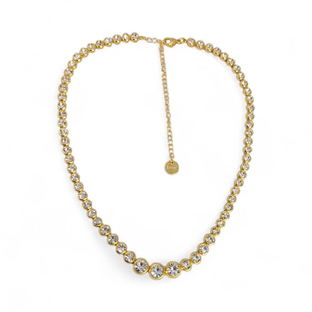 Habibi Jewels Collana da Donna in Acciaio Gold Modello Girocollo Tennis con Cristalli Punti Luce Decrescenti Ideale per Occasioni Speciali Idea Regalo Ragazza Compleanno Festa della Mamma Natale