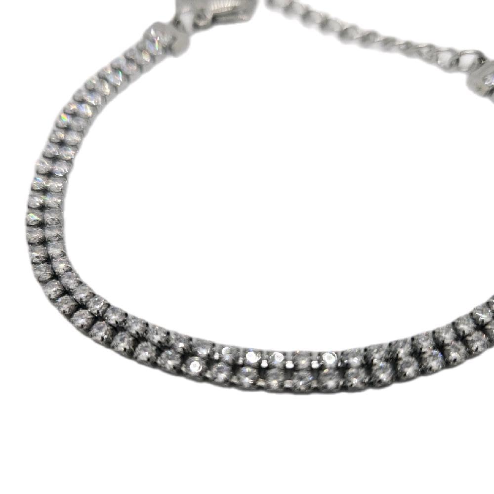 Bracciale Acciaio Doppio Tennis Silver con Cubic Zirconia da Donna in Acciaio e Zirconi Colore Silver Argentato per ogni Occasione Idea Regalo Ragazza Compleanno Festa della Mamma Natale