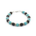 Bracciale Regolabile Uomo Donna Bracciale con Pietre Dure Naturali da 8 mm Onice e Pasta di turchese Braccialetto Idea Regalo Amore Amicizia Compleanno