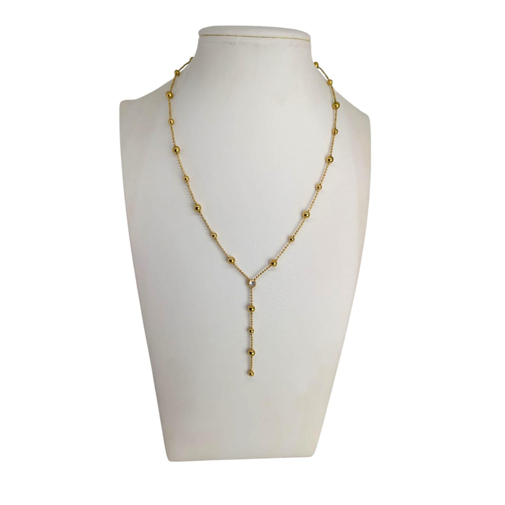 Habibi Jewels Collana da Donna in Acciaio Gold con Sfere e Punto Luce centrale Modello a Y Ideale per Occasioni Speciali Idea Regalo Ragazza Compleanno Festa della Mamma Natale
