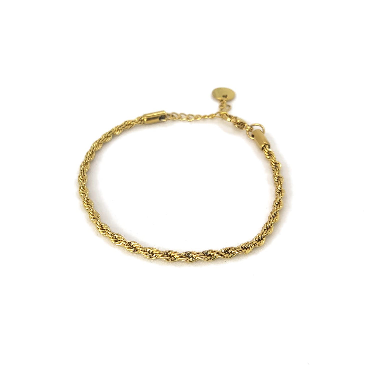 Habibi Jewels Bracciale Uomo Donna Acciaio Modello Catena Corda Intrecciata Color Oro Gold Torcion 2 mm Braccialetto Idea Regalo Festa del Papà Compleanno Laurea