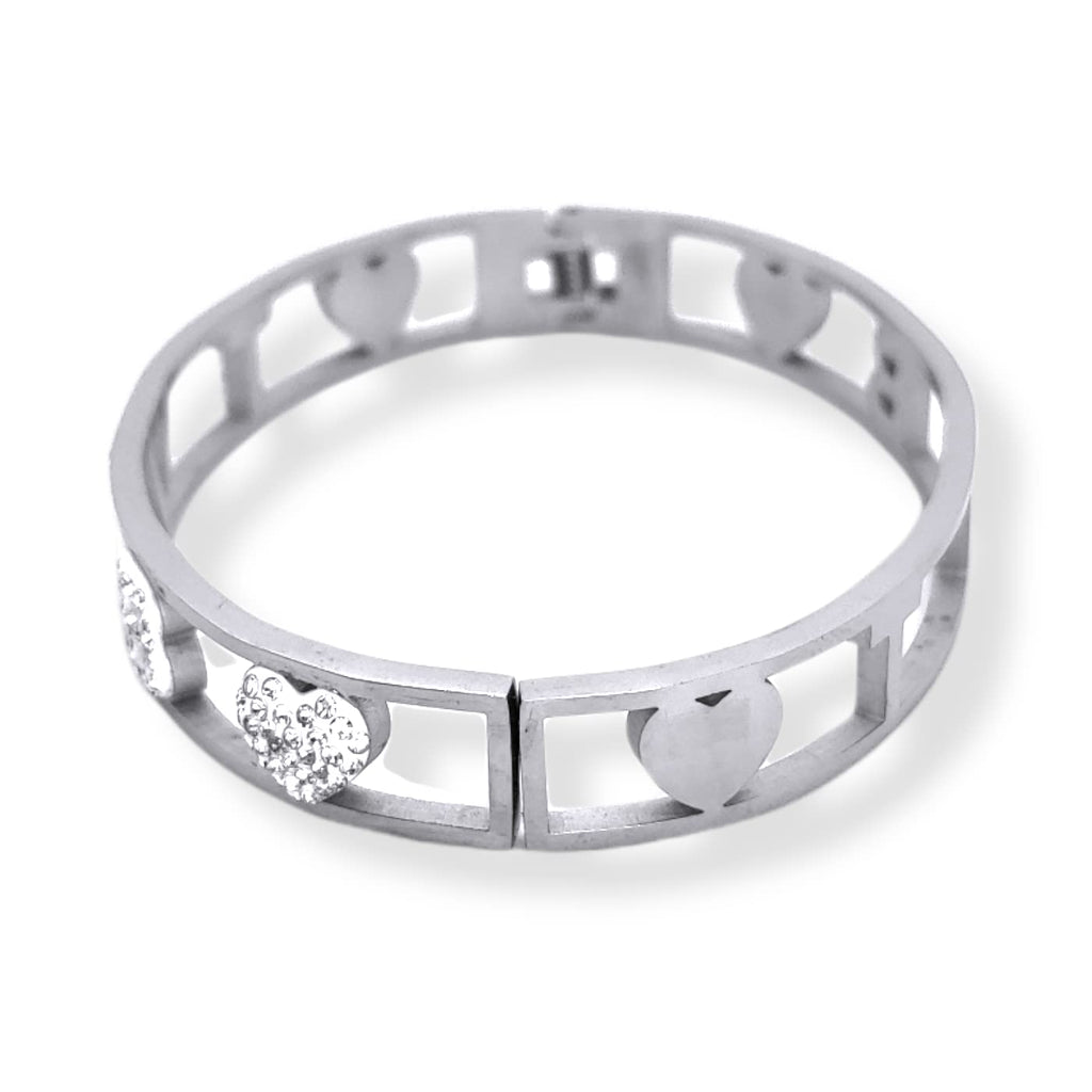Bracciale Ti Voglio Bene Frase Donna Acciaio Modello Rigido con Scritta TVB e Zirconi Bianchi Braccialetto Scritta Bracelet for woman Regalo Festa della mamma Laurea Compleanno Chiusura a Manetta