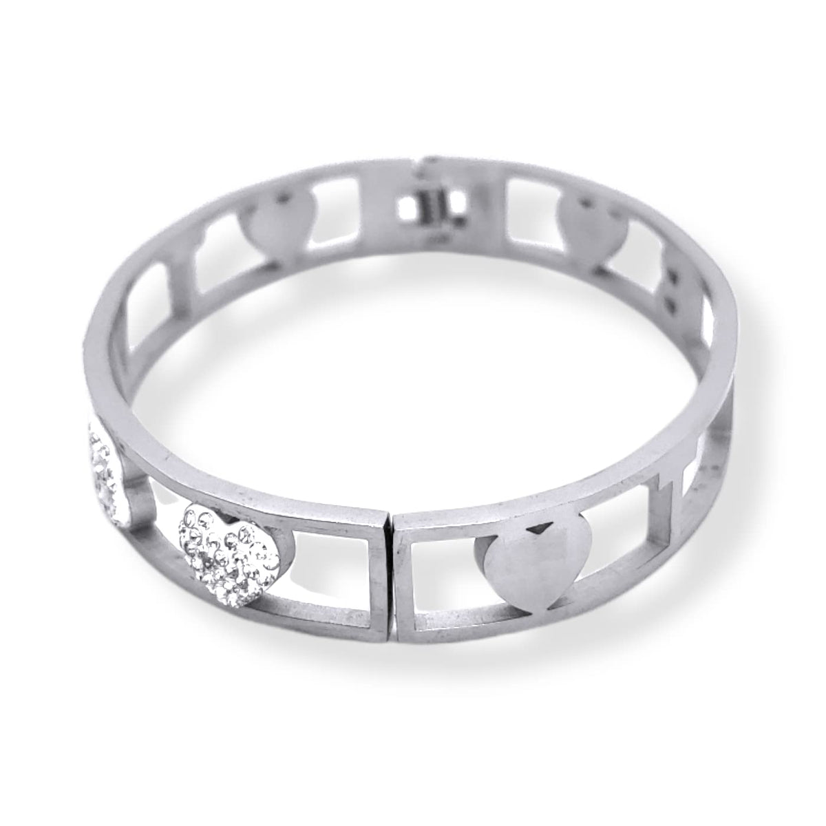 Bracciale Ti Voglio Bene Frase Donna Acciaio Modello Rigido con Scritta TVB e Zirconi Bianchi Braccialetto Scritta Bracelet for woman Regalo Festa della mamma Laurea Compleanno Chiusura a Manetta