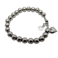 Habibi Jewels Bracciale Sfere e Cuore Sonaglio in Acciaio Silver Argentato 8 mm da Donna - Palline in Acciaio - Idea Regalo Ragazza Compleanno Festa della Mamma Natale