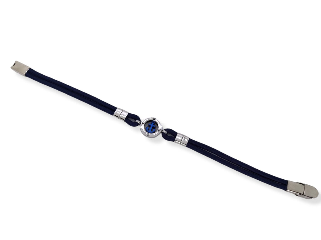 Habibi Jewels Bracciale Ancora Uomo in Acciaio e Cordino Blu con Chiusura ad Incastro Braccialetto Navy Idea Regalo Festa del Papà Compleanno Laurea