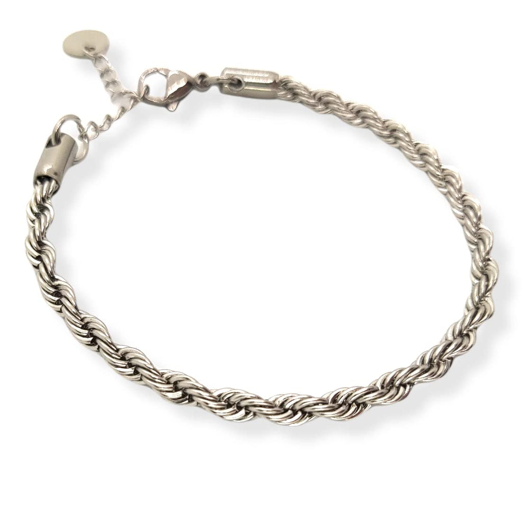 Habibi Jewels Bracciale Uomo Donna Acciaio Modello Catena Corda Intrecciata Torcion 6 mm Braccialetto Idea Regalo Festa del Papà Compleanno Laurea