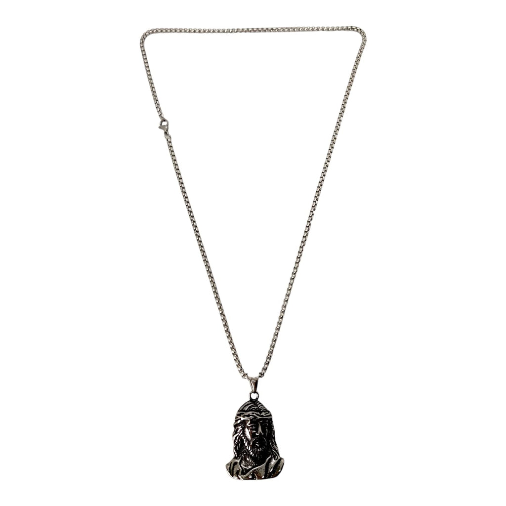 Habibi Jewels Collana Volto Santo Gesù da Uomo in Acciaio con Catena a Maglia Veneziana Cristo Religione Chiusura a Moschettone Idea Regalo Festa del Papà Natale Compleanno Laurea