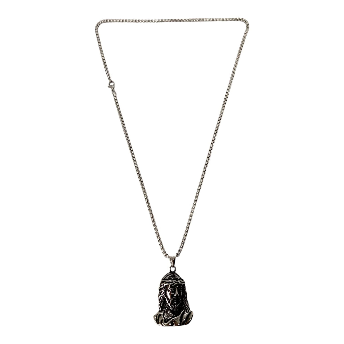 Habibi Jewels Collana Volto Santo Gesù da Uomo in Acciaio con Catena a Maglia Veneziana Cristo Religione Chiusura a Moschettone Idea Regalo Festa del Papà Natale Compleanno Laurea
