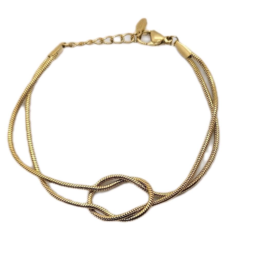 Habibi Jewels Bracciale Nodo D'Amore in Acciaio Gold Dorato da Donna Intrecciato Design Elegante Regolabile Idea Regalo Ragazza Compleanno Festa della Mamma Natale