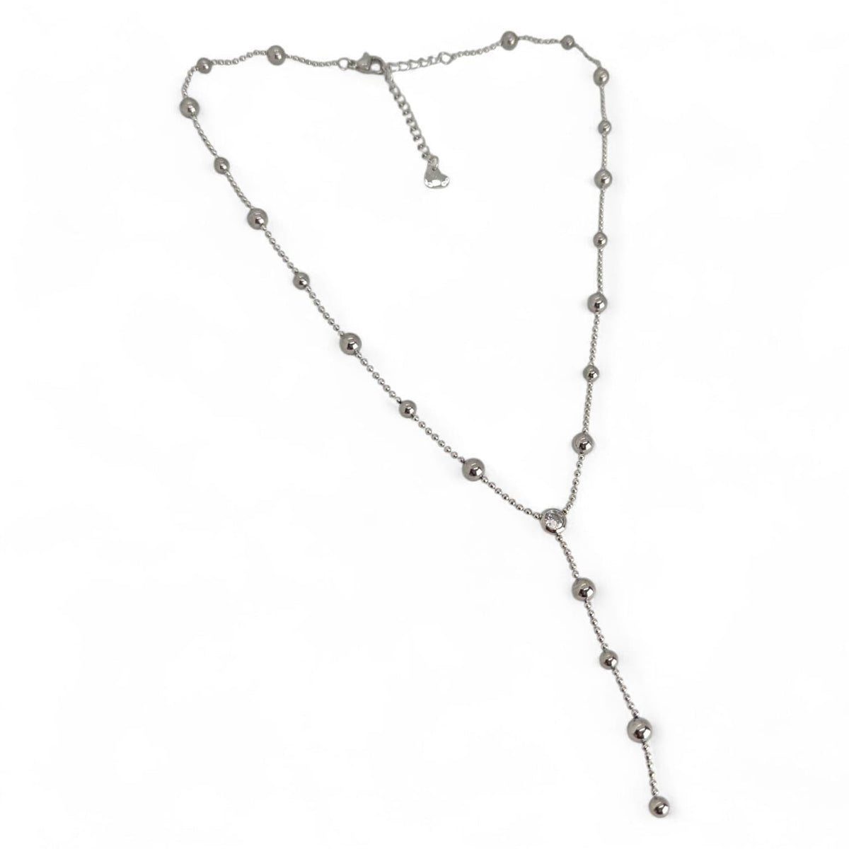 Habibi Jewels Collana da Donna in Acciaio con Sfere e Punto Luce centrale Modello a Y Ideale per Occasioni Speciali Idea Regalo Ragazza Compleanno Festa della Mamma Natale