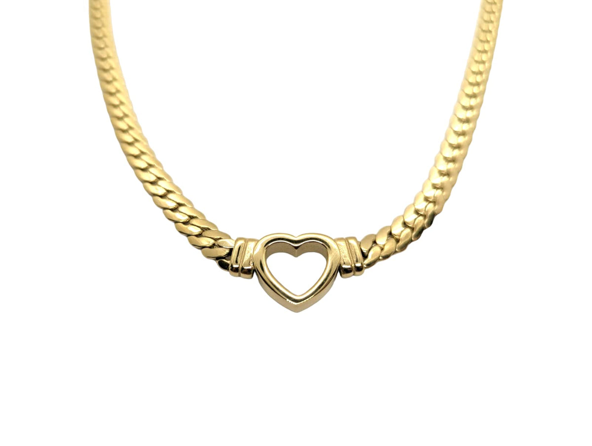 Habibi Jewels Collana a Girocollo da Donna in Acciaio con Cuore Centrale Color Oro Gold Modello Catena Maglia Cubana Idea Regalo Ragazza Compleanno Festa della Mamma Natale