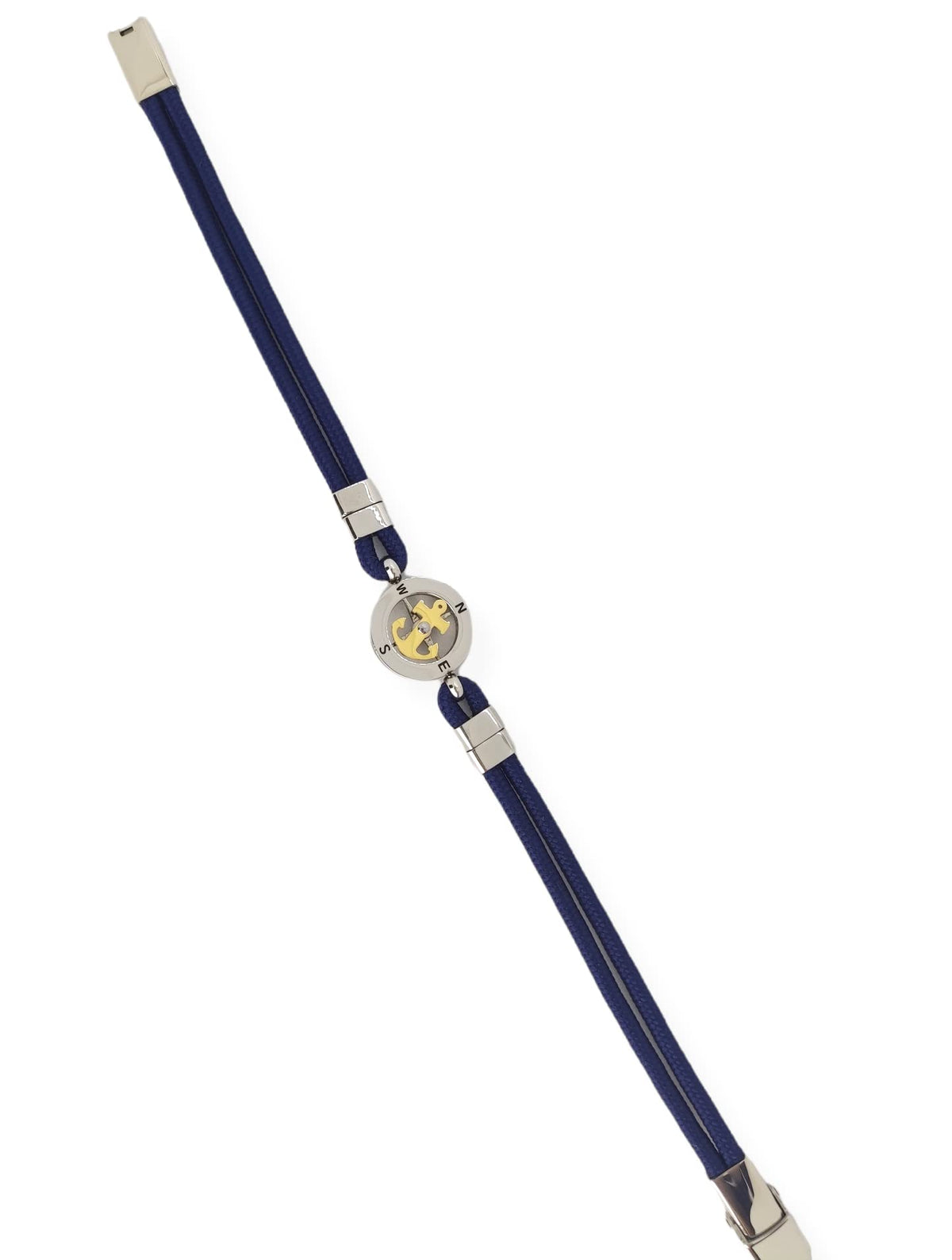 Habibi Jewels Bracciale Ancora Uomo in Acciaio e Cordino Blu con Centrale Dorata Chiusura ad Incastro Braccialetto Navy Idea Regalo Festa del Papà Compleanno Laurea