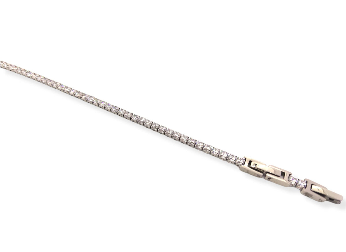 Habibi Jewels Bracciale Tennis Donna Uomo in Acciaio modello Bianco Strass Brillantini Braccialetto Idea Regalo Compleanno Laurea