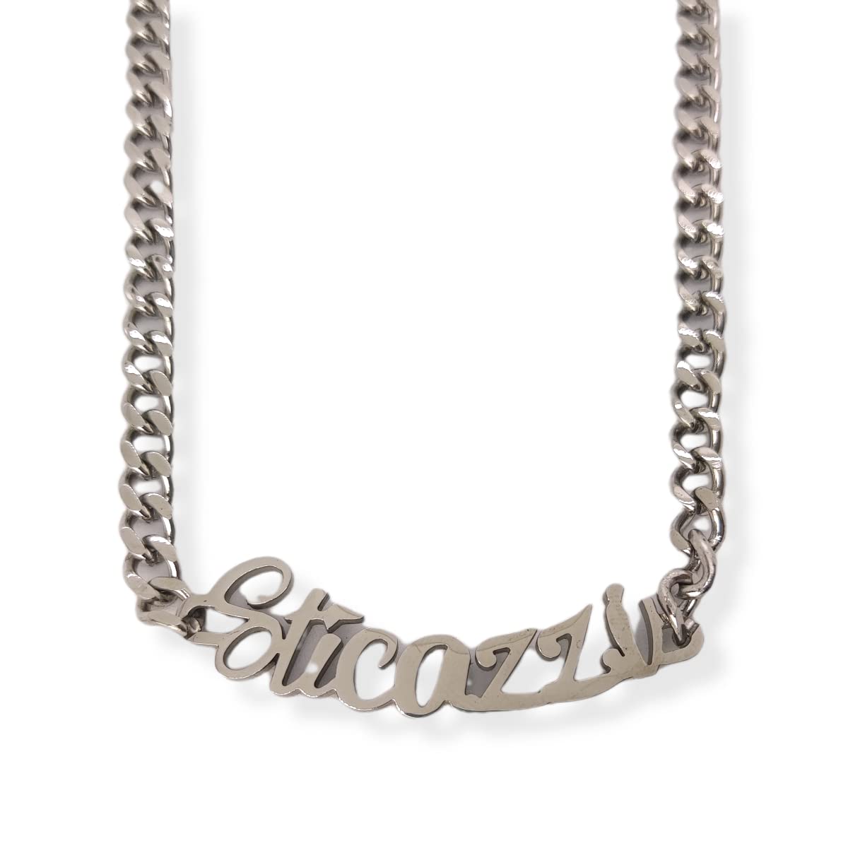 Habibi Jewels Collana in Acciaio da Donna con scritta Sticazzi a Maglia Larga Collanina Necklace for Woman Regalo Compleanno Laurea Onomastico Festa della Mamma