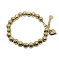 Habibi Jewels Bracciale Sfere e Cuore Sonaglio in Acciaio Gold Dorato 8 mm da Donna - Palline in Acciaio - Idea Regalo Ragazza Compleanno Festa della Mamma Natale