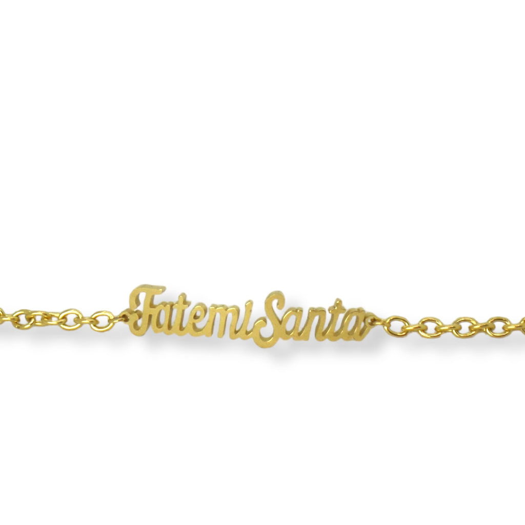 Habibi Jewels Bracciale in Acciaio da Donna con scritta FATEMI SANTA Color Oro Gold Catena a Maglie Braccialetto Chiusura Moschettone Compleanno Laurea Onomastico Festa della Mamma Festa della Donna
