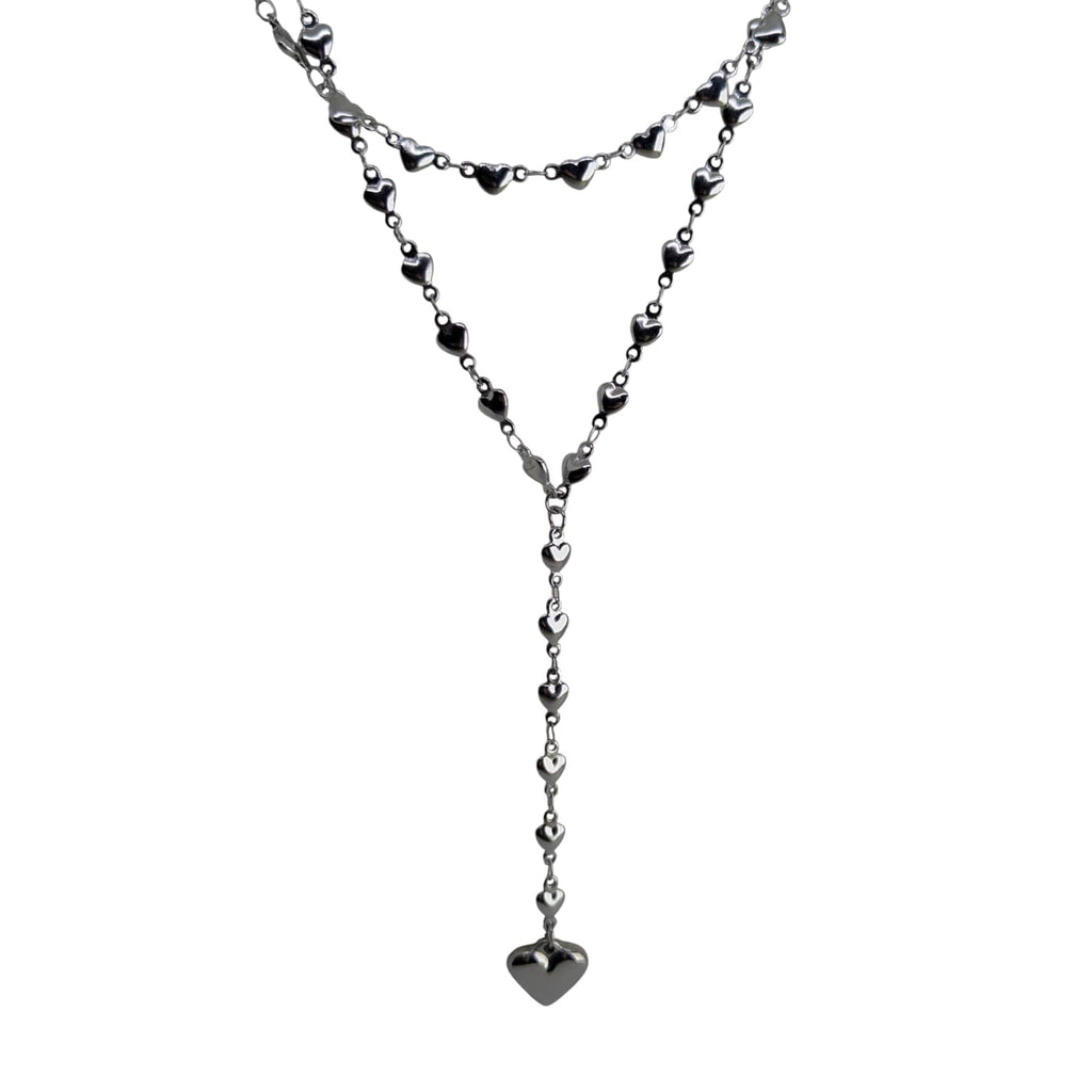 Habibi Jewels Set 2 Collane da Donna in Acciaio Silver con Cuori e pendente a Cuore per Occasioni Speciali Idea Regalo Ragazza Compleanno Festa della Mamma Natale