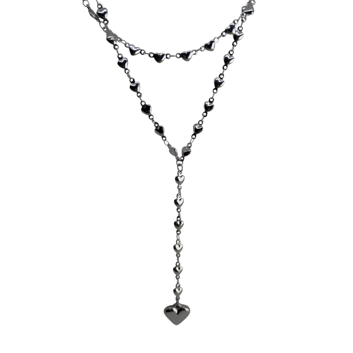 Habibi Jewels Set 2 Collane da Donna in Acciaio Silver con Cuori e pendente a Cuore per Occasioni Speciali Idea Regalo Ragazza Compleanno Festa della Mamma Natale