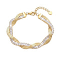Habibi Jewels Bracciale Intrecciato Snake e Tennis Gold con Cristalli Baguette in Acciaio Design Elegante Idea Regalo
