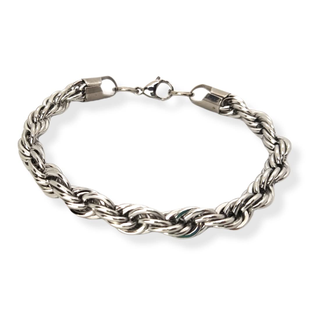 Habibi Jewels Bracciale da Uomo in Acciaio Modello Catena Corda Intrecciata Treccia Torcione Braccialetto Idea Regalo Festa del Papà Compleanno Laurea