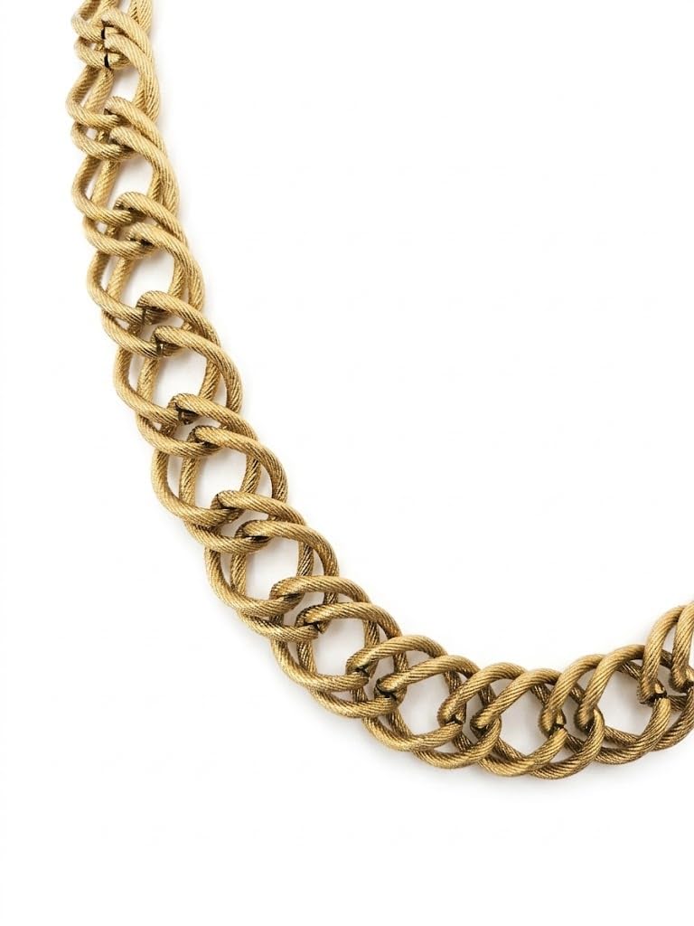 Habibi Jewels Collana Girocollo in Acciaio Gold Dorata da Donna a Catena Intrecciata, Design a Nodi Gourmette Satinata Stile Vintage Elegante per Cerimonie e Quotidiano
