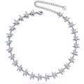 Collana Girocollo Stella Marina Brillantini Strass double face in Acciaio inossidabile da Donna Regolabile con catenina Choker Idea Regalo Estate Ragazza Donna Versatile Compleanno (Silver)