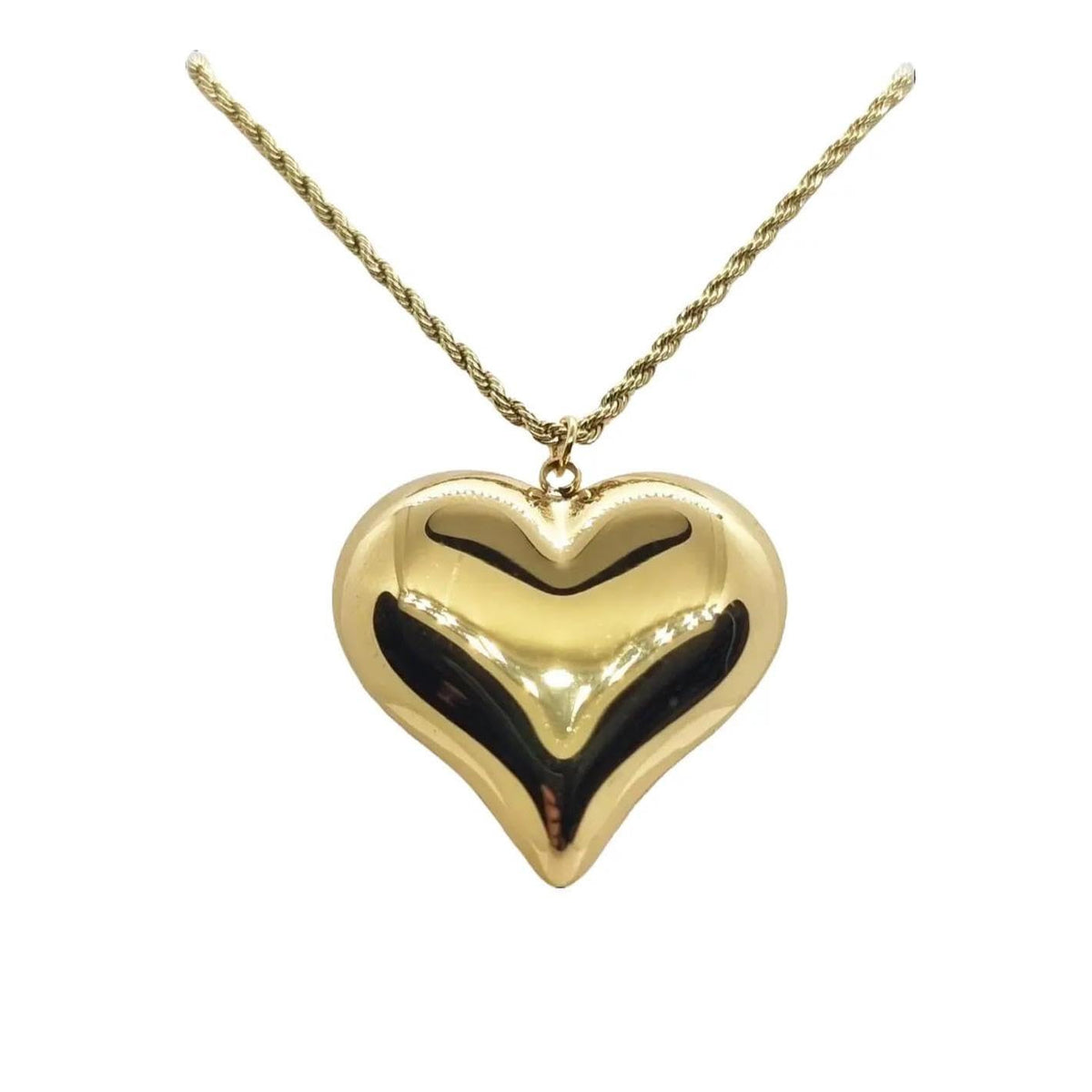 Habibi Jewels Collana Cuore Bombato in Acciaio Gold Dorato con Collana Torchon Intrecciata per Donna Elegante e Moderna Festa della Mamma Compleanno Idea Regalo