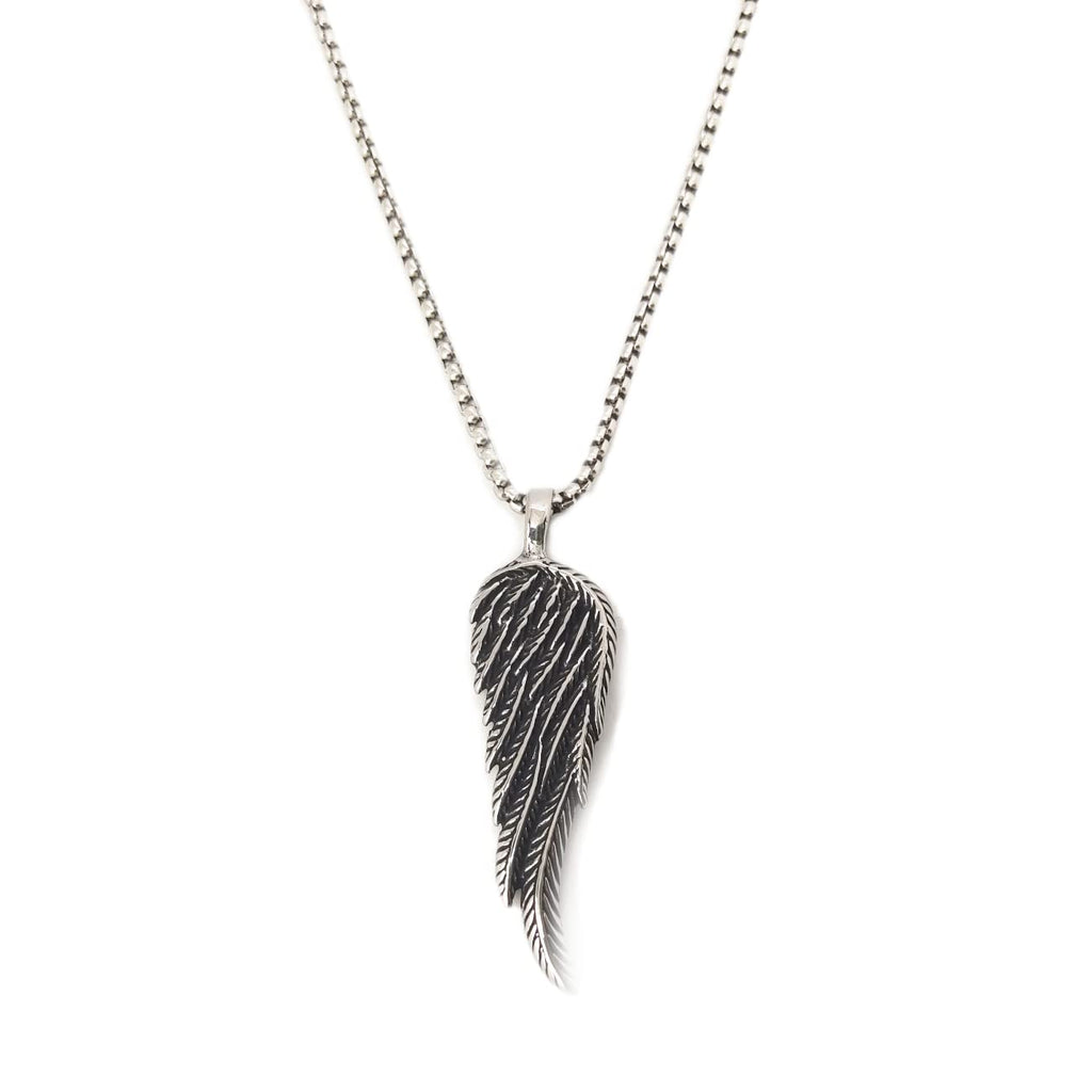 Habibi Jewels Collana Uomo Ala Piuma Ali d'Angelo in Acciaio con Catena a Maglia Veneziana Chiusura a Moschettone Idea Regalo Festa del Papà Natale Compleanno Laurea San Valentino