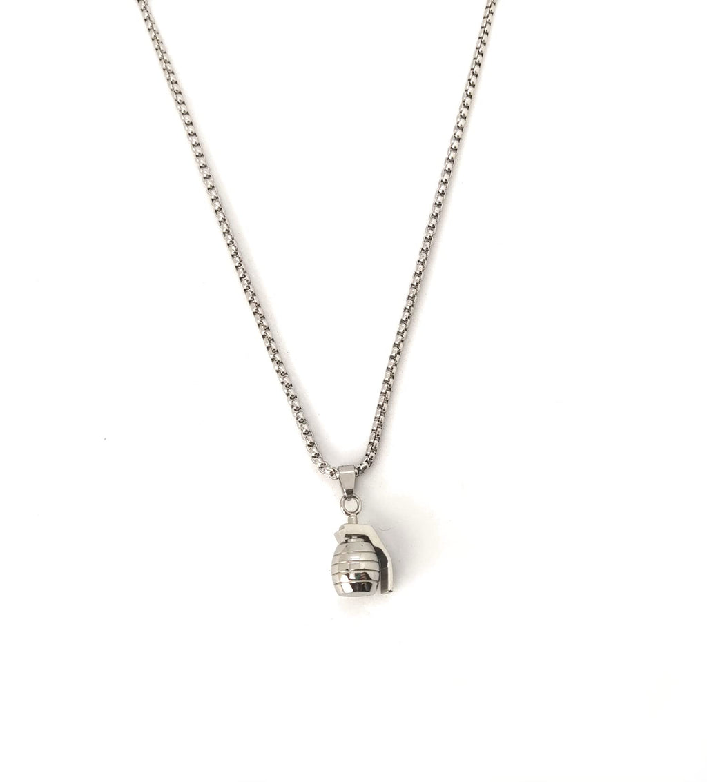 Habibi Jewels Collana Uomo in Acciaio con Ciondolo Bomba a Mano Granata Catena a Maglia Veneziana Chiusura a Moschettone Idea Regalo Festa del Papà Natale Compleanno Laurea San Valentino