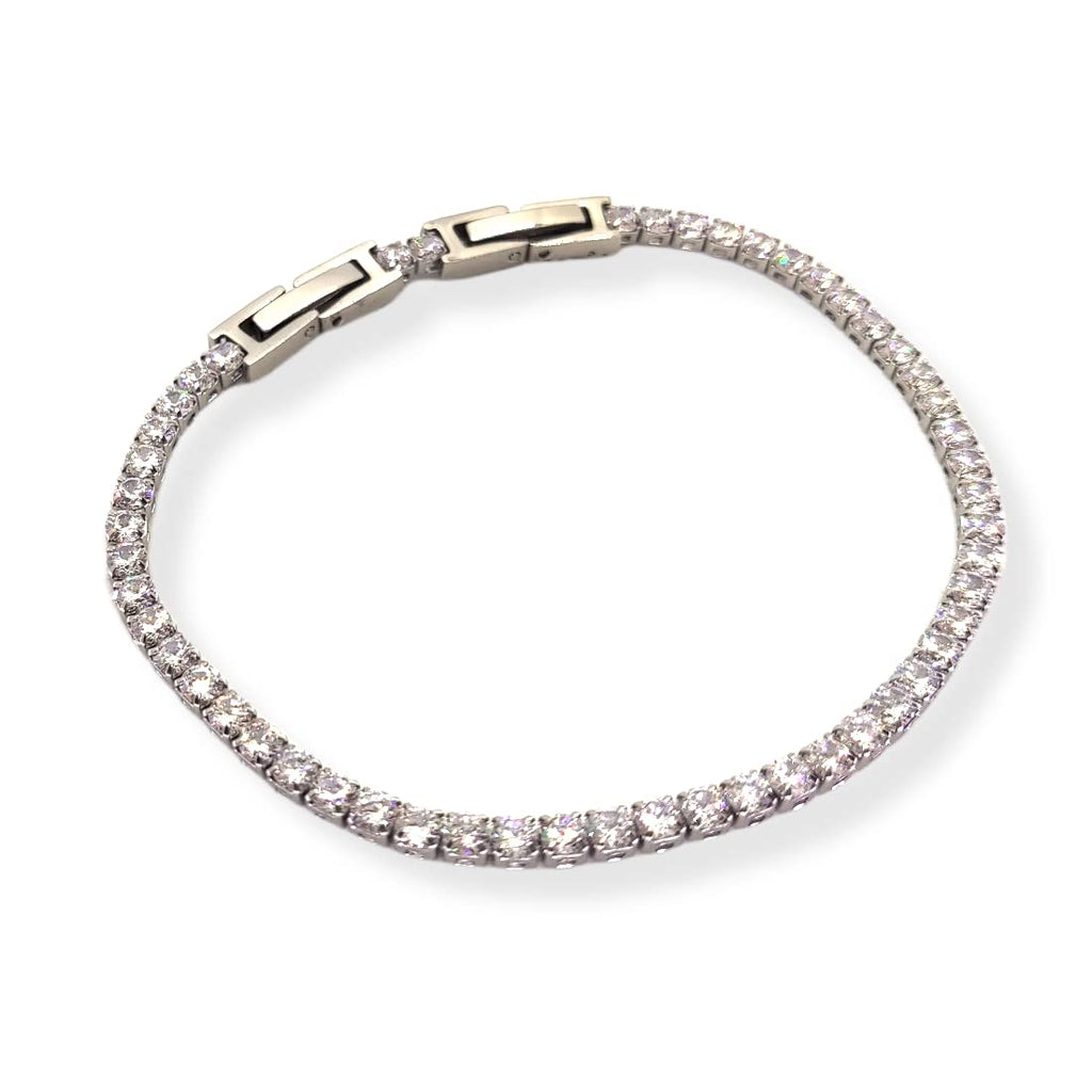 Habibi Jewels Bracciale Tennis Donna Uomo in Acciaio modello Bianco Strass Brillantini Braccialetto Idea Regalo Compleanno Laurea