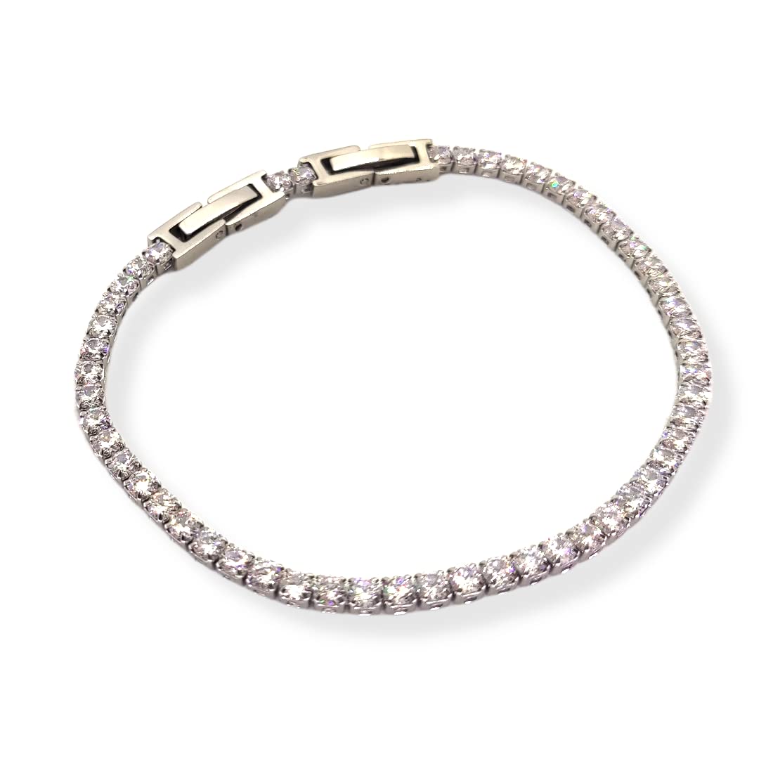 Habibi Jewels Bracciale Tennis Donna Uomo in Acciaio modello Bianco Strass Brillantini Braccialetto Idea Regalo Compleanno Laurea