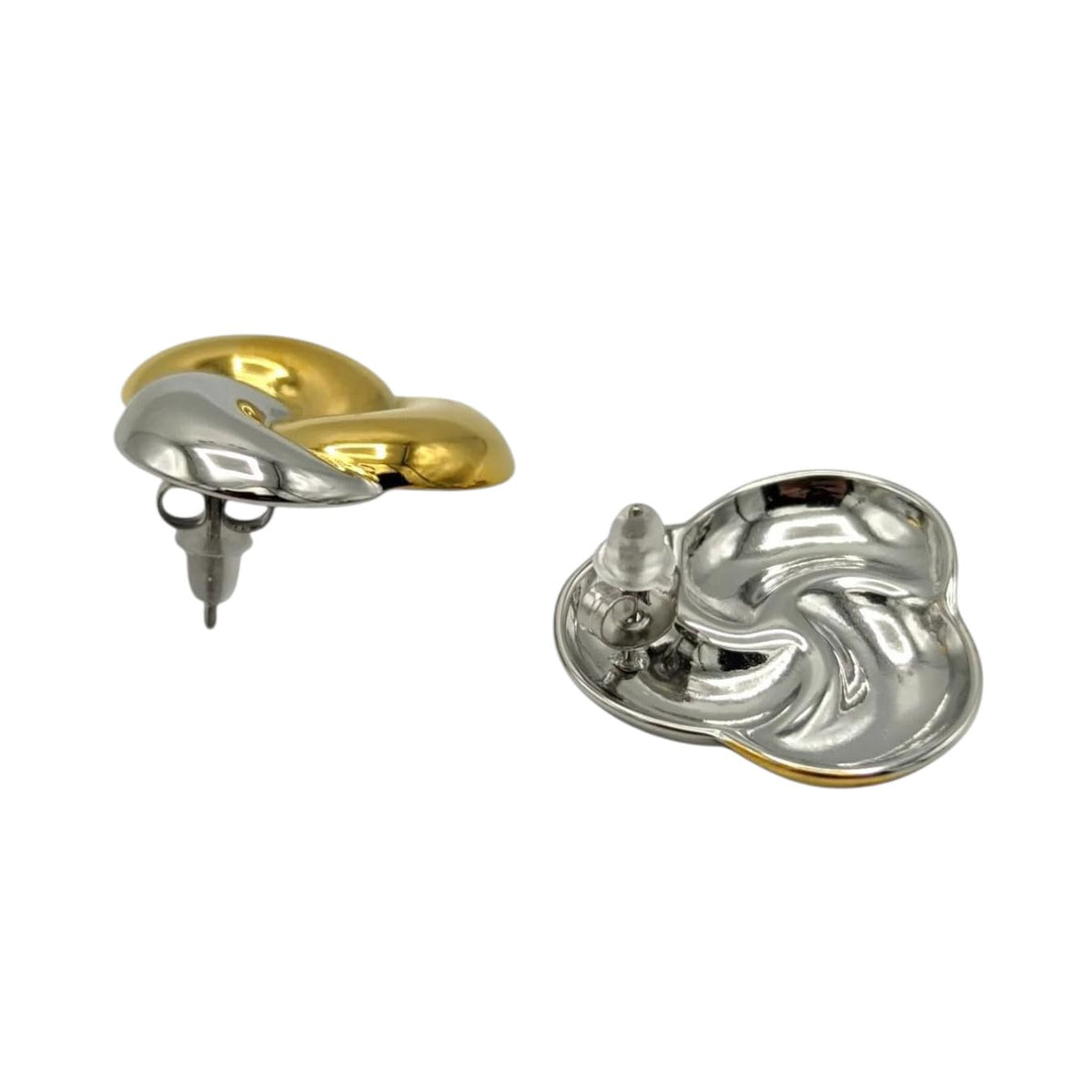 Habibi Jewels Orecchini da Donna Nodi Intrecciati Colore Gold e Silver in Acciaio Inossidabile modello Bicolore Anallergico Idea Regalo Compleanno Laurea Festa