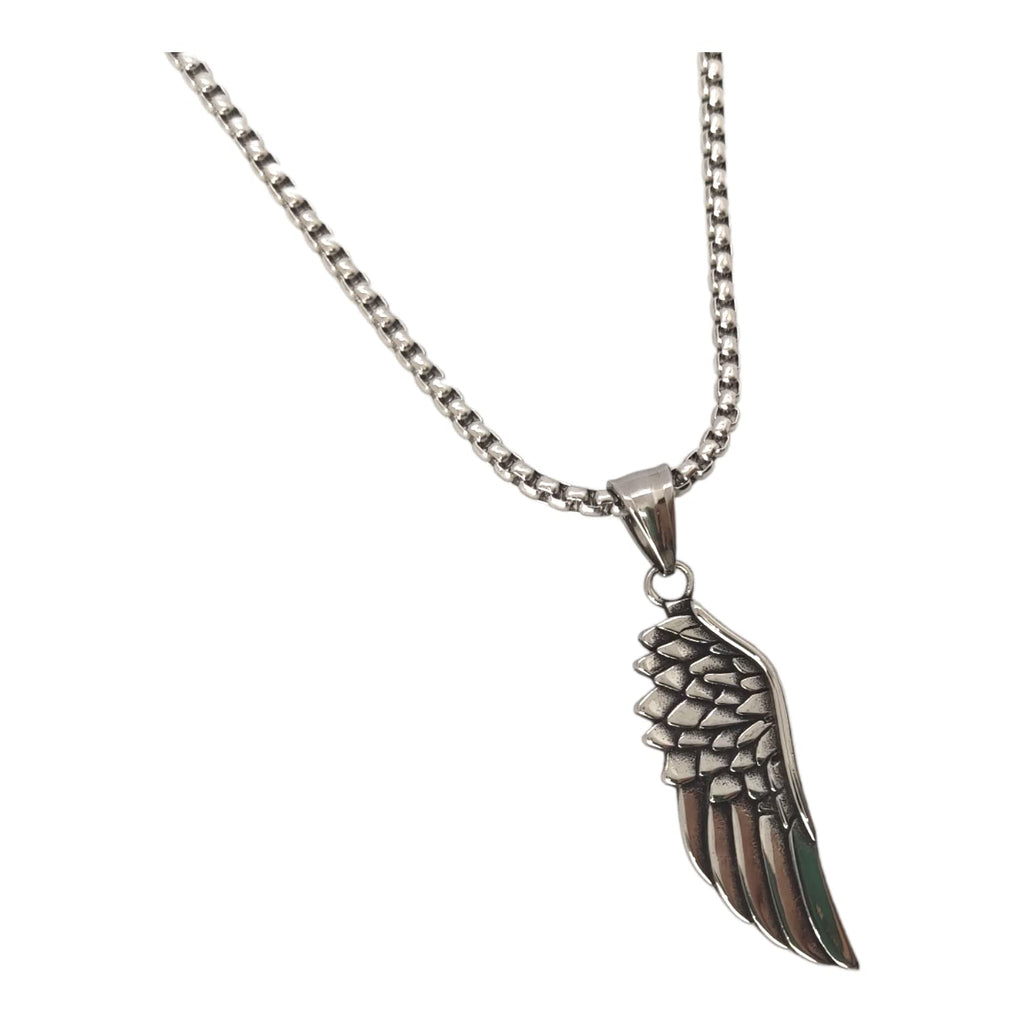 Habibi Jewels Collana Ala Piuma Ali d'Angelo da Uomo in Acciaio con Catena a Maglia Veneziana Chiusura a Moschettone Idea Regalo Festa del Papà Natale Compleanno Laurea