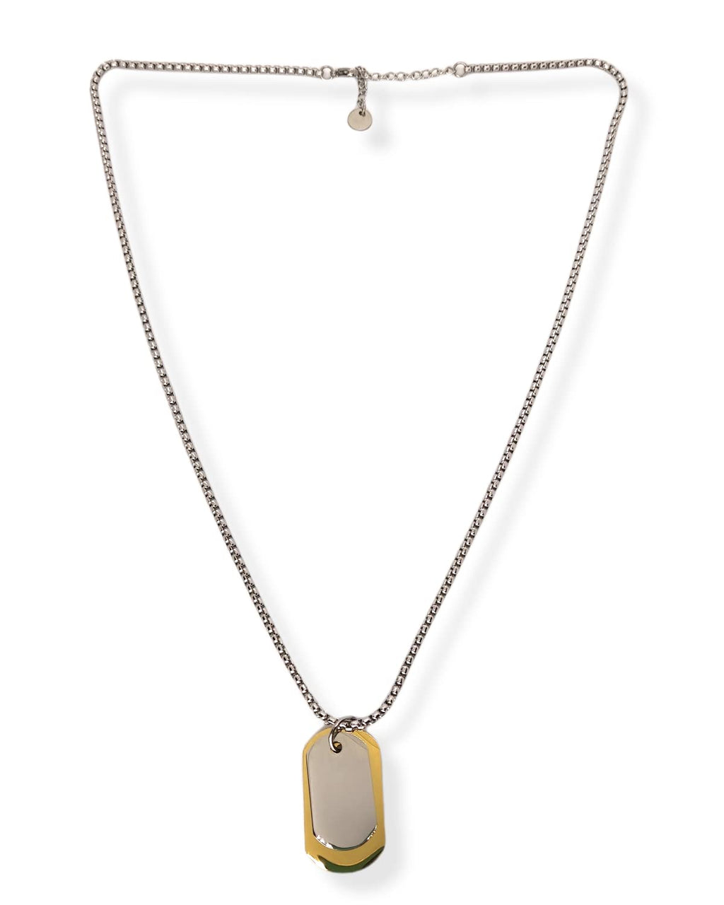 Habibi Jewels Collana in Acciaio da Uomo con Targhetta Militare Acciaio e Oro Giallo Dorata Necklace Man Targhette Piastrina Piastrine Festa del papà Regalo Compleanno Laurea Natale Onomastico