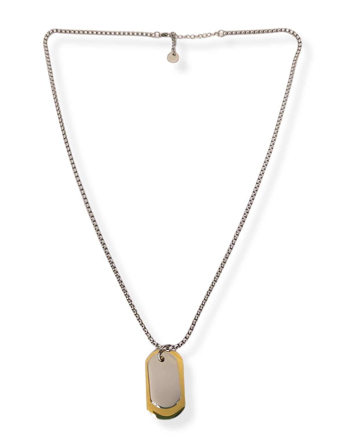 Habibi Jewels Collana in Acciaio da Uomo con Targhetta Militare Acciaio e Oro Giallo Dorata Necklace Man Targhette Piastrina Piastrine Festa del papà Regalo Compleanno Laurea Natale Onomastico