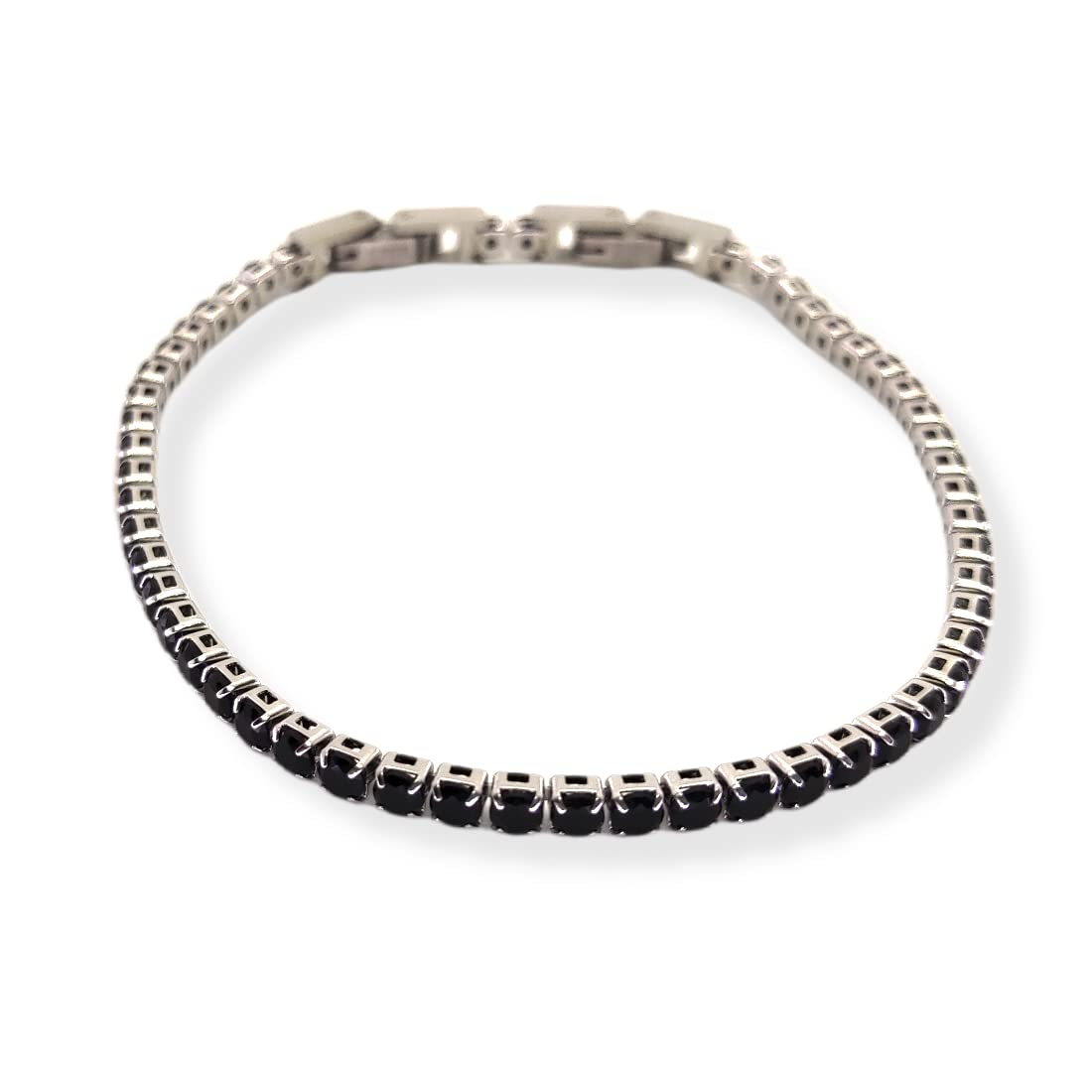 Habibi Jewels Bracciale Tennis Donna Uomo in Acciaio Nero Strass Brillantini Braccialetto Idea Regalo Compleanno Laurea