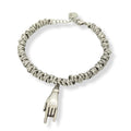 Habibi Jewels Bracciale Portafortuna Donna Acciaio con Nodini Cerchietti Intrecciati con Ciondolo Pendente a Forma di Mano Corna Braccialetto Bracelet for Woman Gioiello Bijoux Idea Regalo