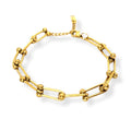 Habibi Jewels Bracciale Catena Uomo in Acciaio Color Oro Giallo Dorato Modello Semirigido Regolabile Bracelet for Man Festa del Papà Natale Laurea Idea Regalo Lucidissimo Compleanno