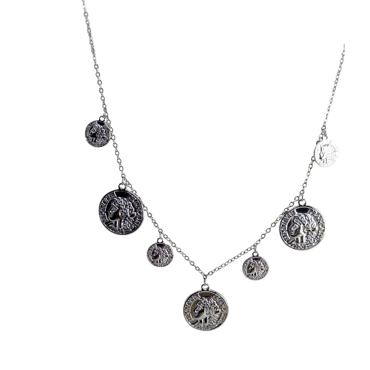 Habibi Jewels Collana da Donna in Acciaio Silver con Monete Portafortuna Ideale per Occasioni Speciali Idea Regalo Ragazza Compleanno Festa della Mamma Natale
