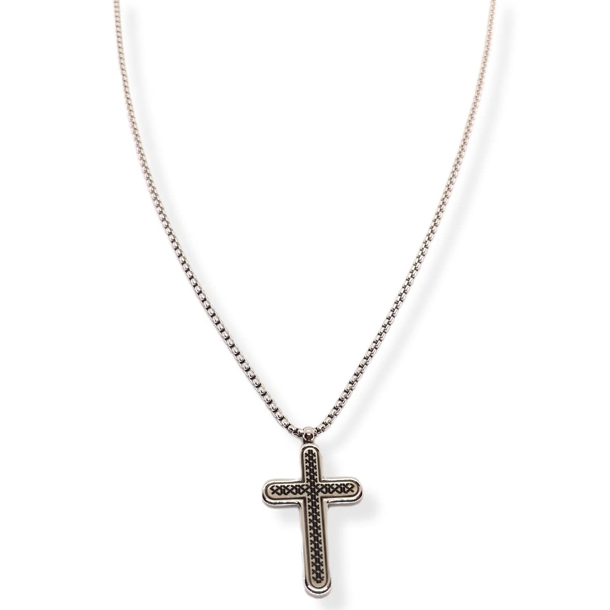Habibi Jewels Collana Croce Acciaio Uomo Nera Catena a Maglia Chiusura a Moschettone Idea Regalo Festa del Papà Compleanno Laurea
