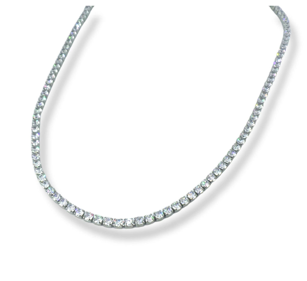Habibi Jewels Collana Tennis Girocollo da Donna in Acciaio con Strass Bianchi Chiusura a Moschettone Lunghezza Regolabile Compleanno Festa della Mamma Natale Onomastico Festa della Donna