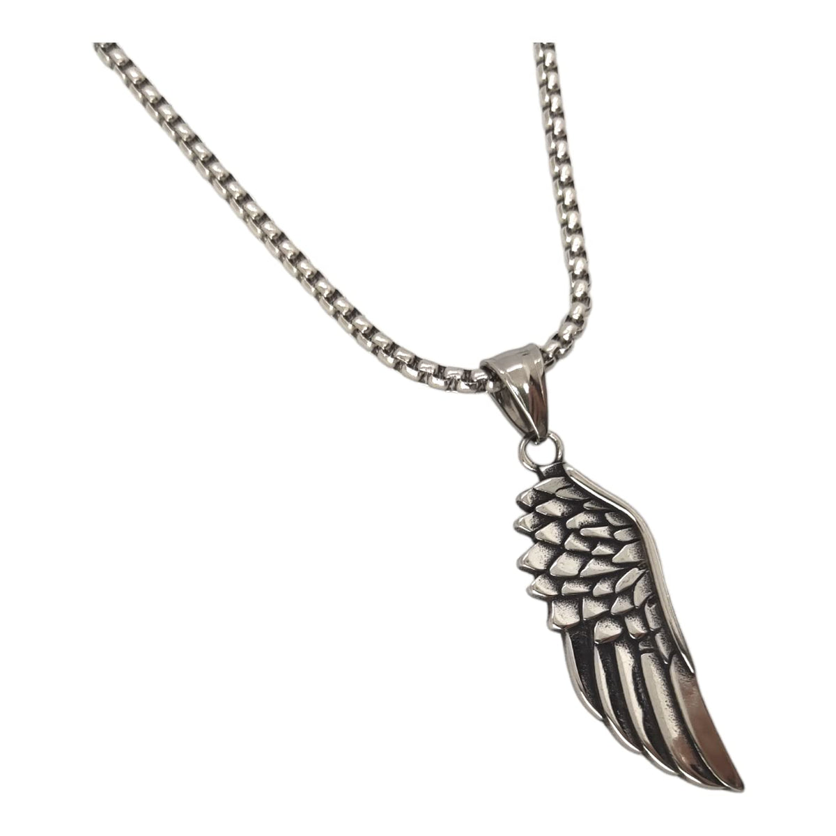 Habibi Jewels Collana Ala Piuma Ali d'Angelo da Uomo in Acciaio con Catena a Maglia Veneziana Chiusura a Moschettone Idea Regalo Festa del Papà Natale Compleanno Laurea