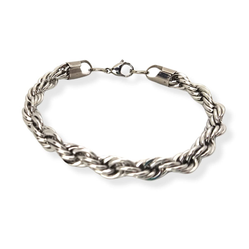 Habibi Jewels Bracciale da Uomo in Acciaio Modello Catena Corda Intrecciata Treccia Torcione Braccialetto Idea Regalo Festa del Papà Compleanno Laurea