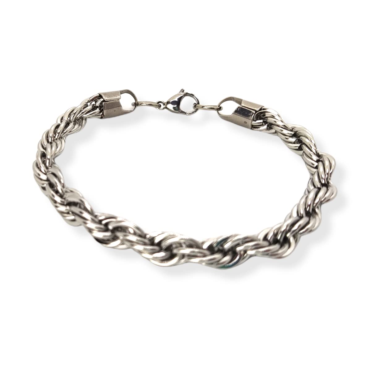 Habibi Jewels Bracciale da Uomo in Acciaio Modello Catena Corda Intrecciata Treccia Torcione Braccialetto Idea Regalo Festa del Papà Compleanno Laurea