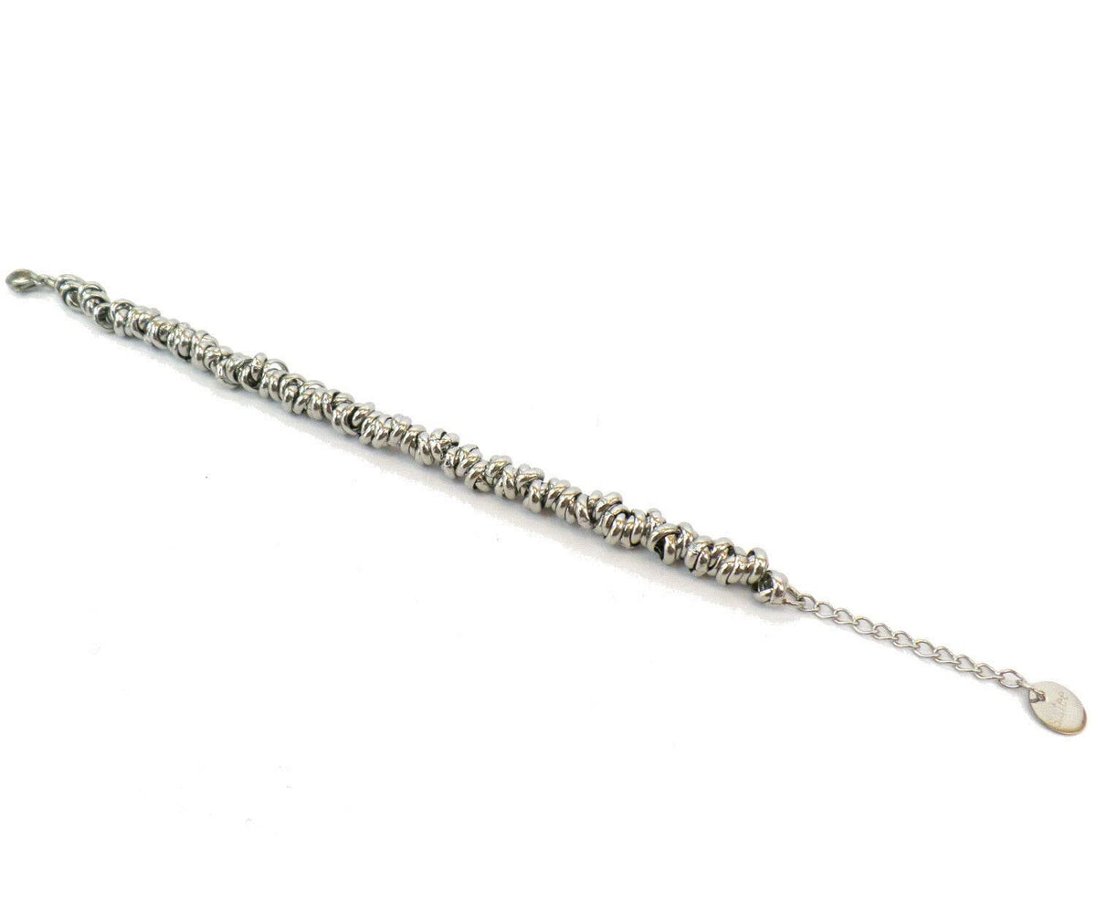 Bracciale Cerchietti Donna in Acciaio con Nodini Intrecciati Chiusura a Moschettone Braccialetto Ragazza Bracelet for Woman Idea Regalo Festa della Mamma Festa della Donna Compleanno Laurea Natale
