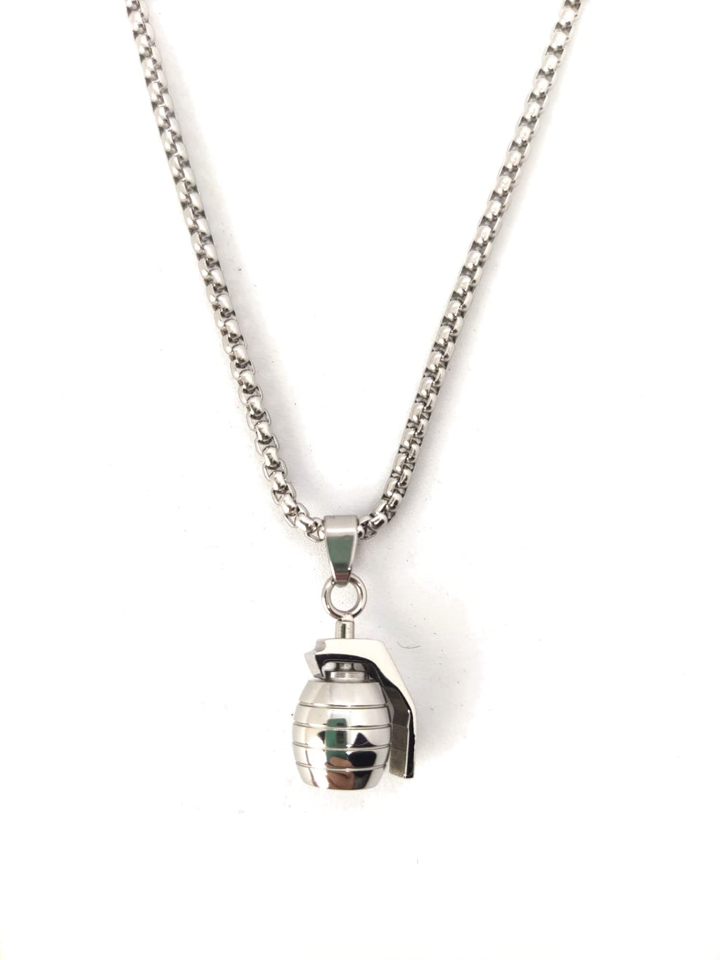Habibi Jewels Collana Uomo in Acciaio con Ciondolo Bomba a Mano Granata Catena a Maglia Veneziana Chiusura a Moschettone Idea Regalo Festa del Papà Natale Compleanno Laurea San Valentino