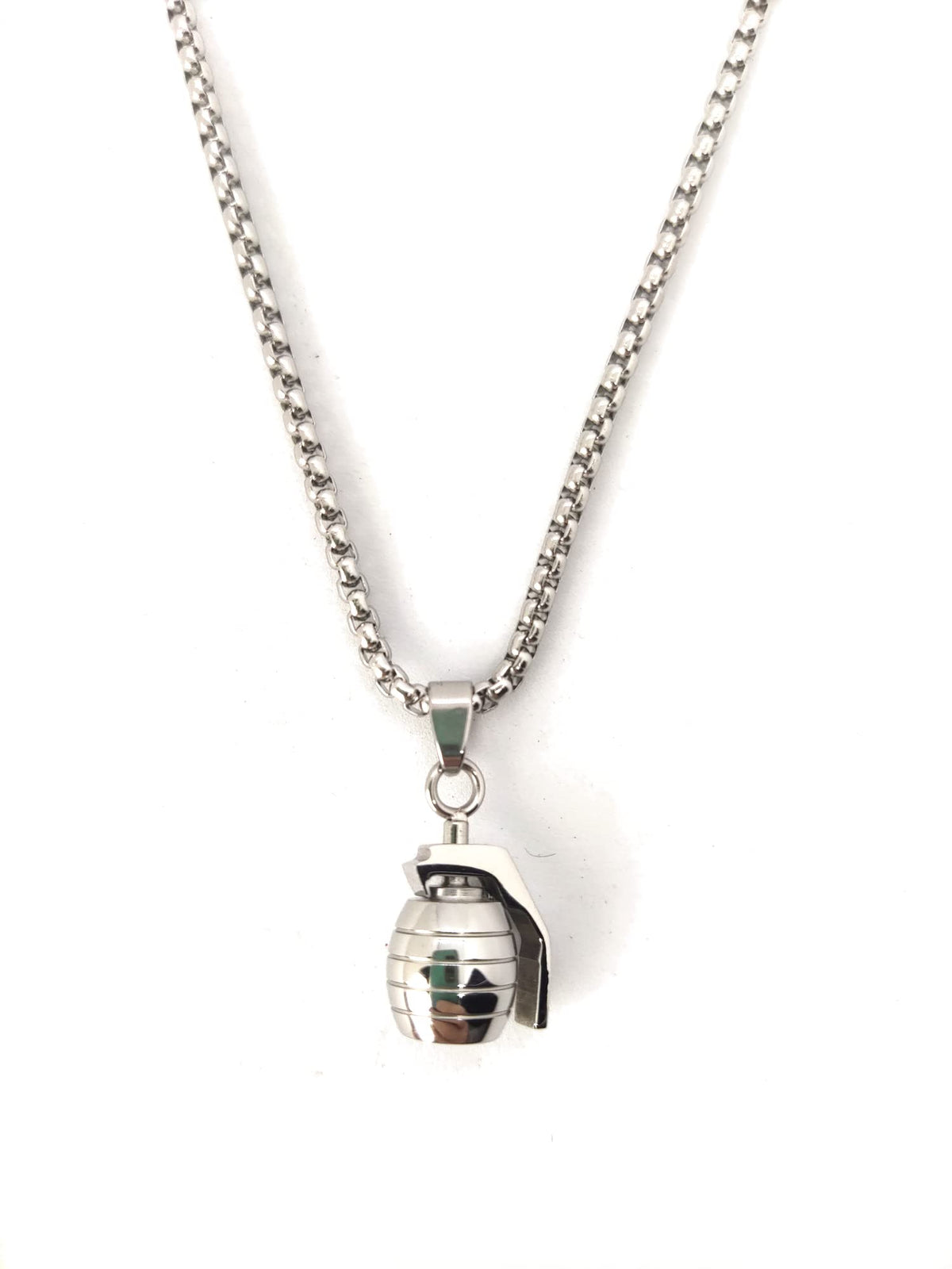 Habibi Jewels Collana Uomo in Acciaio con Ciondolo Bomba a Mano Granata Catena a Maglia Veneziana Chiusura a Moschettone Idea Regalo Festa del Papà Natale Compleanno Laurea San Valentino