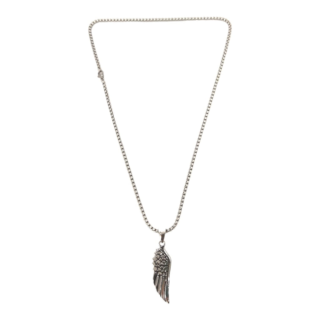 Habibi Jewels Collana Ala Piuma Ali d'Angelo da Uomo in Acciaio con Catena a Maglia Veneziana Chiusura a Moschettone Idea Regalo Festa del Papà Natale Compleanno Laurea
